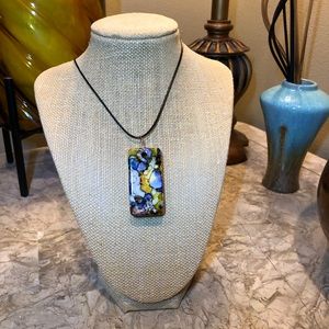 NWT handmade orange, blue, purple domino necklace